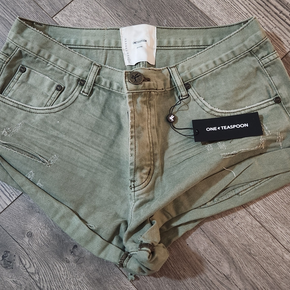 One Teaspoon Green Jean Shorts
